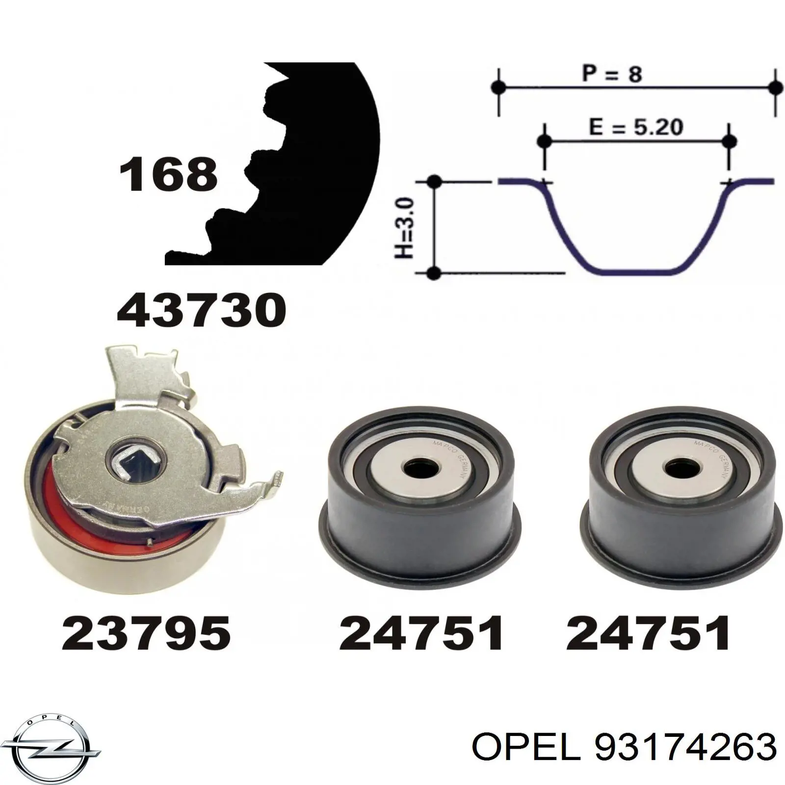 Купить 93174263 Opel Комплект ГРМ