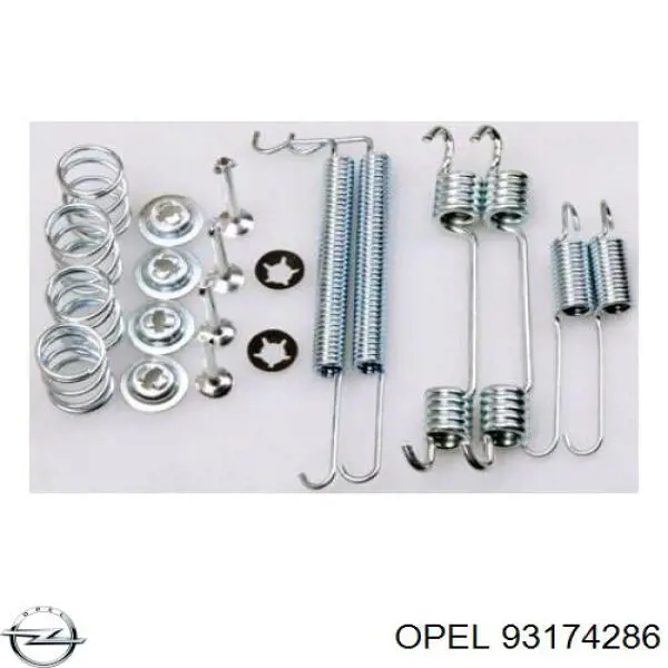 Купить 93174286 Opel Монтажный комплект задних барабанных колодок