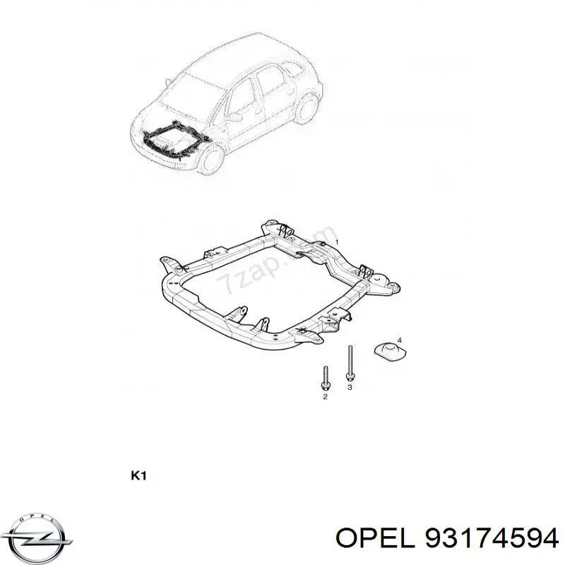 93174594 Opel балка передней подвески (подрамник)