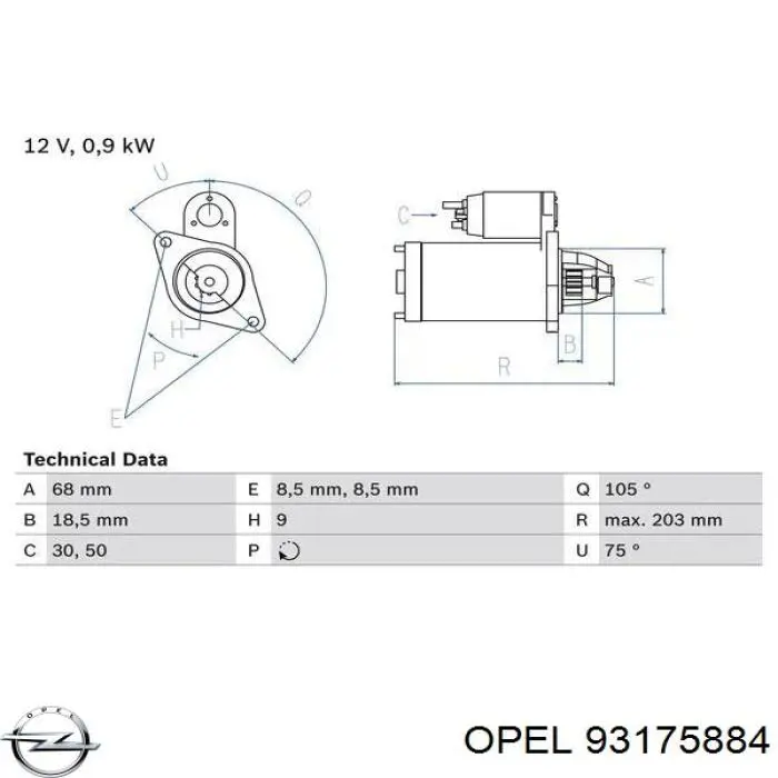Стартер Opel 93175884 цена, от 33.90 USD