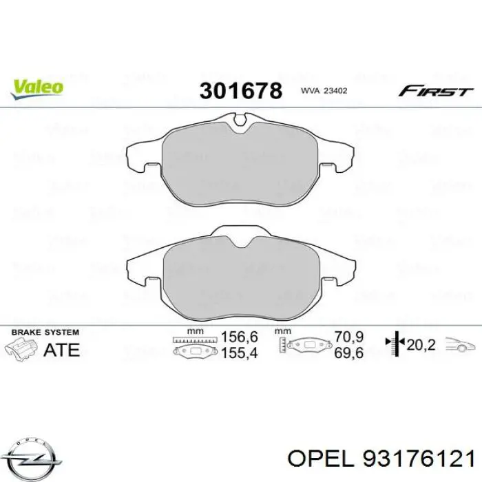 Купить 93176121 Opel Колодки тормозные