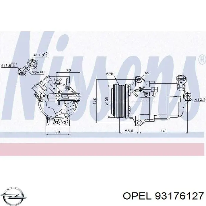 Компрессор кондиционера 93176127 Opel