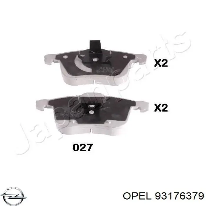 Передние тормозные колодки 93176379 Opel