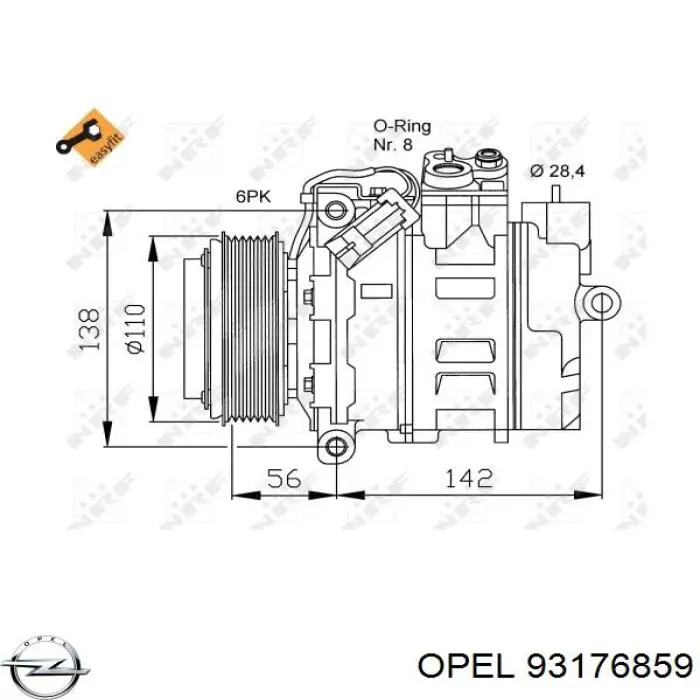 Компрессор кондиционера 93176859 Opel