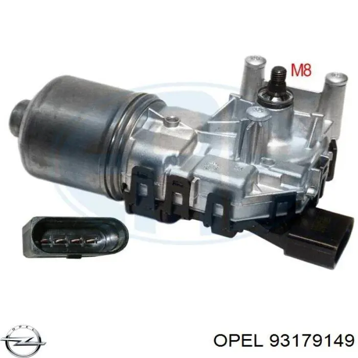 93179149 Opel Мотор стеклоочистителя передний