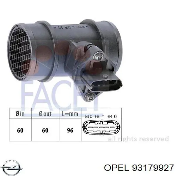 93179927 Opel Датчик расхода воздуха