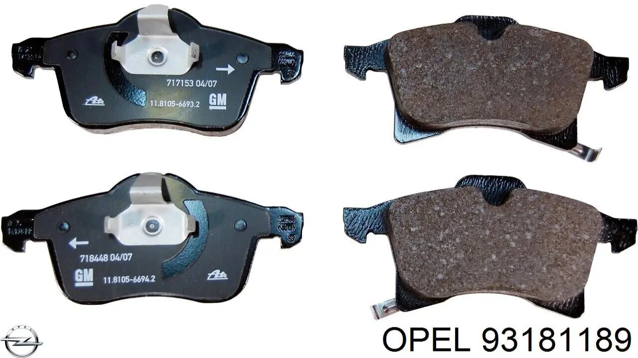 Купить 93181189 Opel Колодки тормозные