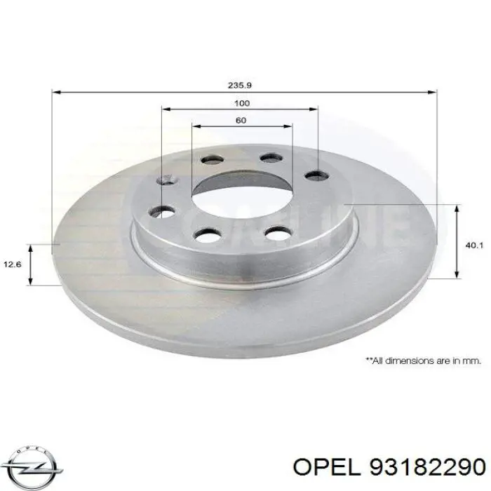 Передние тормозные диски 93182290 Opel