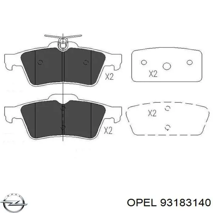 Задние тормозные колодки 93183140 Opel