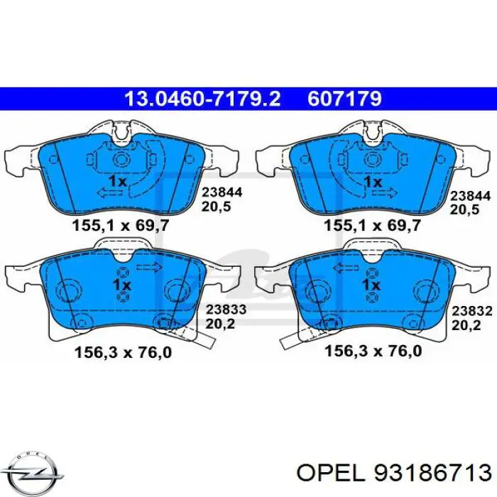 Колодки Opel 93186713 цена, от 25.34 USD