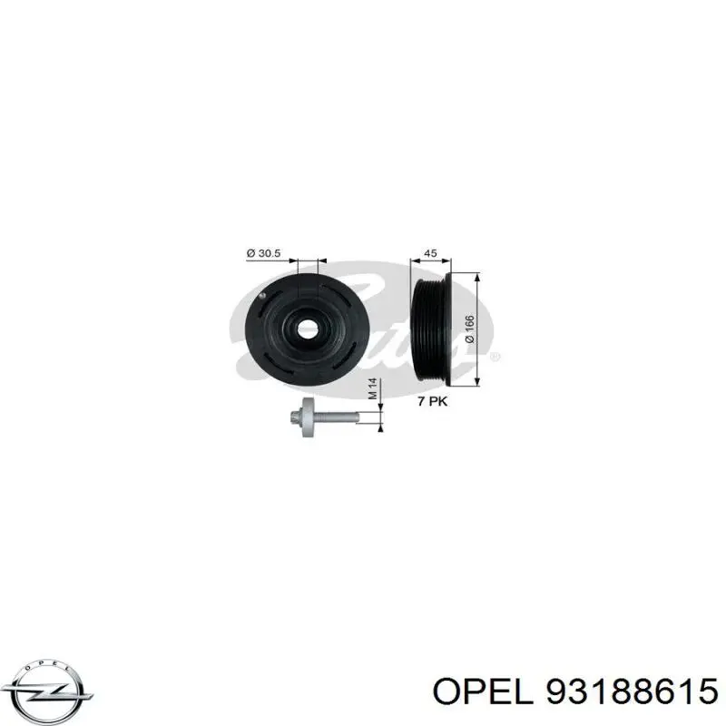 93188615 Opel Шкив коленчатого вала