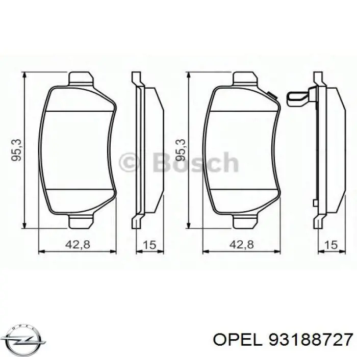 Купить 93188727 Opel Колодки тормозные задние, дисковые