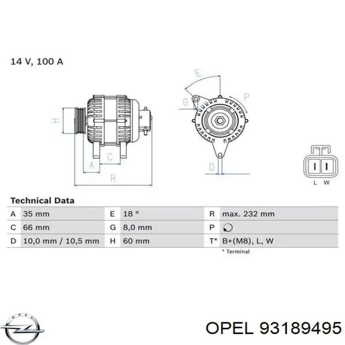 Купить 93189495 Opel Генератор