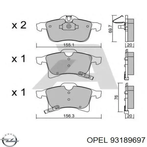 93189697 Opel передние тормозные колодки