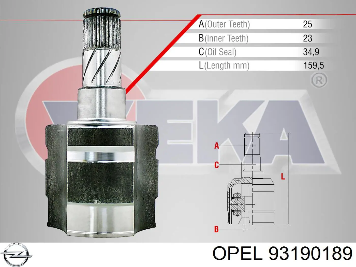 Купить 93190189 Opel Шрус внутренний левый
