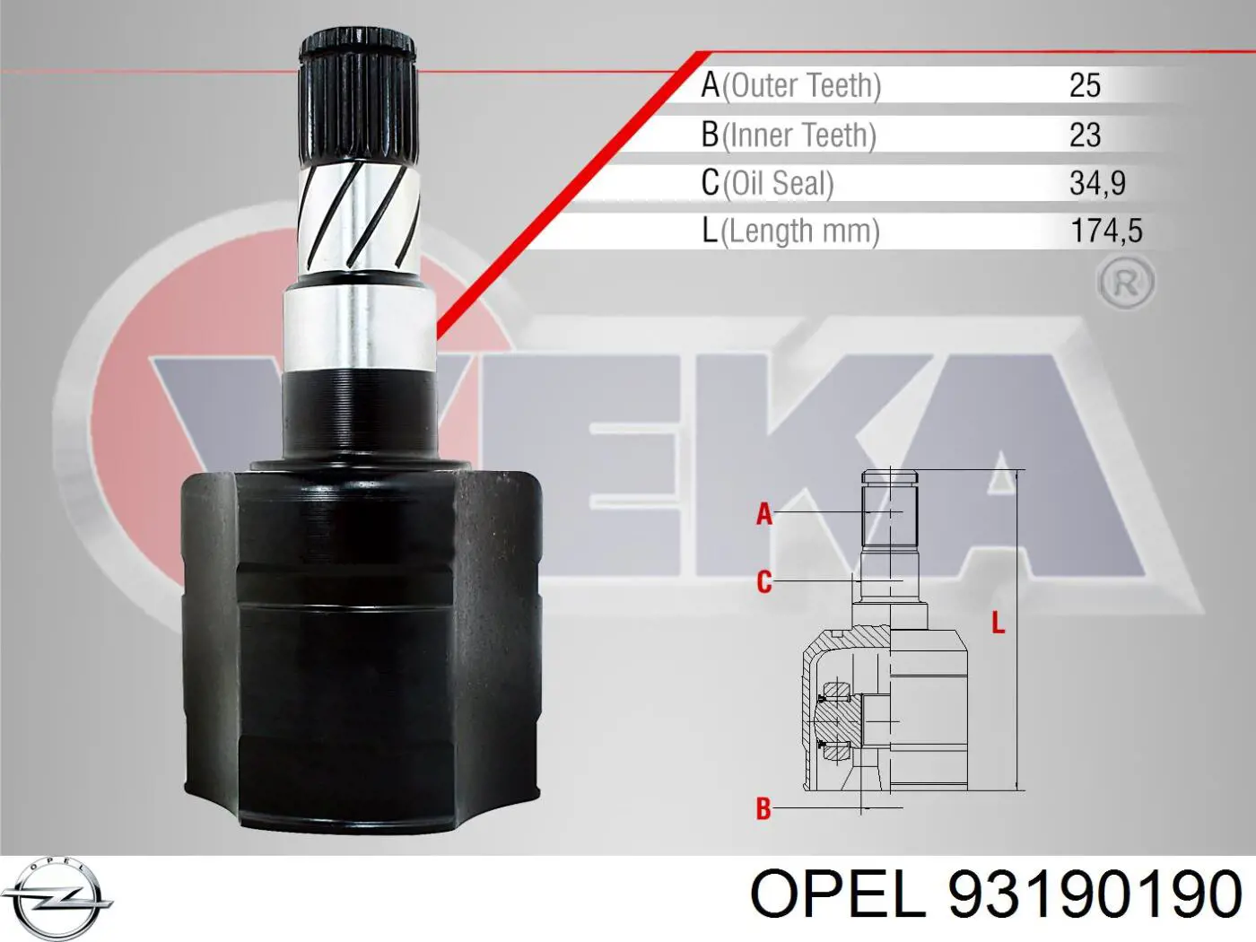 93190190 Opel Граната внутренняя передняя правая