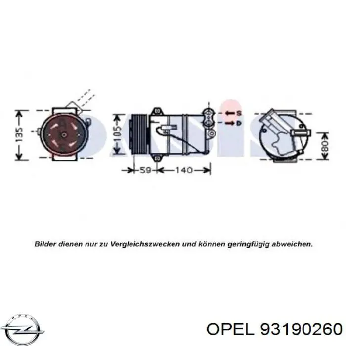 Компрессор кондиционера 93190260 Opel