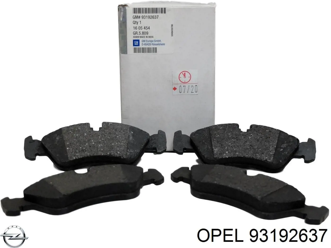 93192637 Opel колодки тормозные передние дисковые