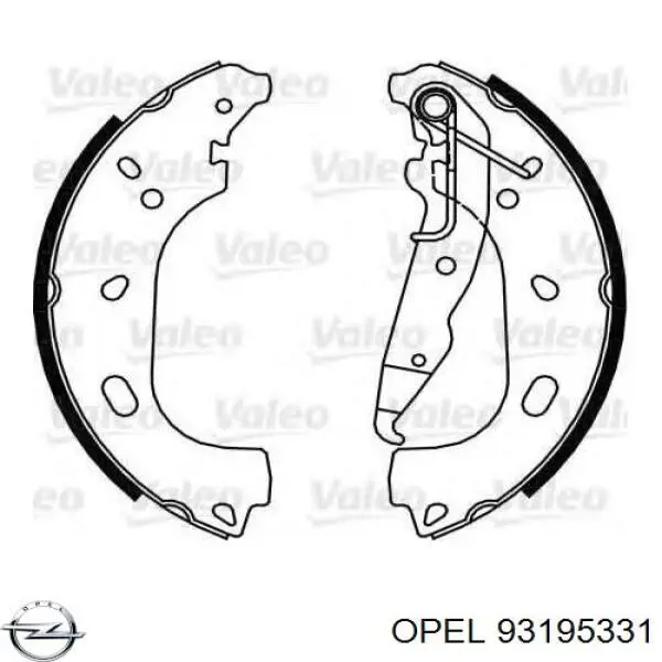 93195331 Opel Барабанные тормозные колодки