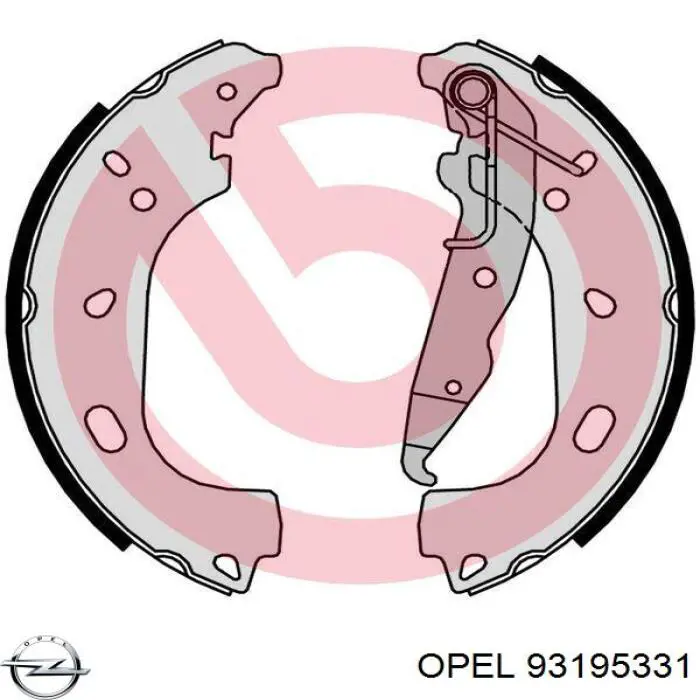 Задние барабанные колодки 93195331 Opel