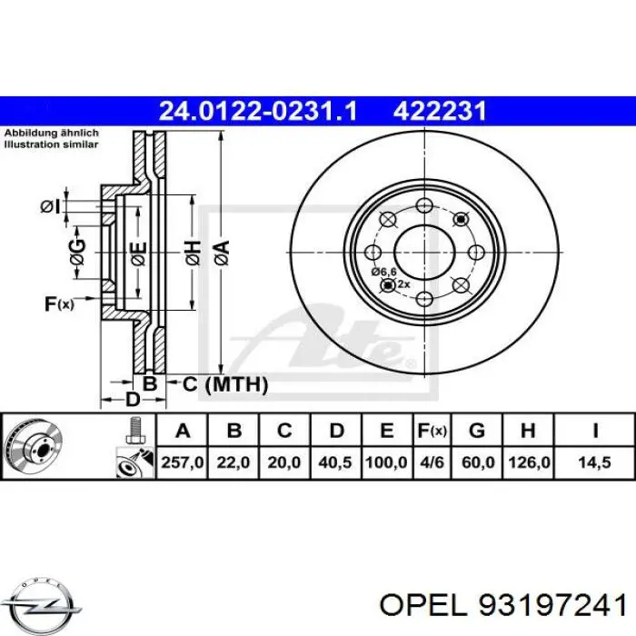 Тормоз дисковый передний Opel 93197241 цена, от 99.38 USD
