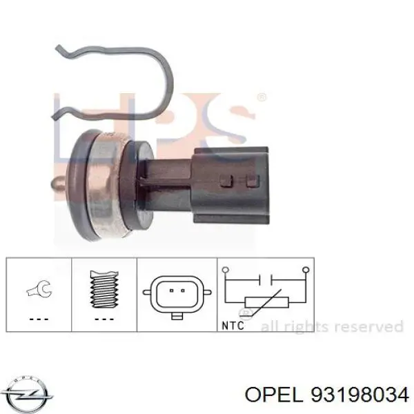 Датчик температуры охлаждающей жидкости 93198034 Opel