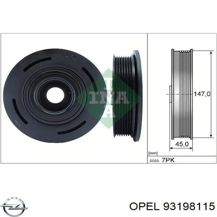 Шкив коленвала (демпфер) Opel 93198115 цена, от 59.98 USD