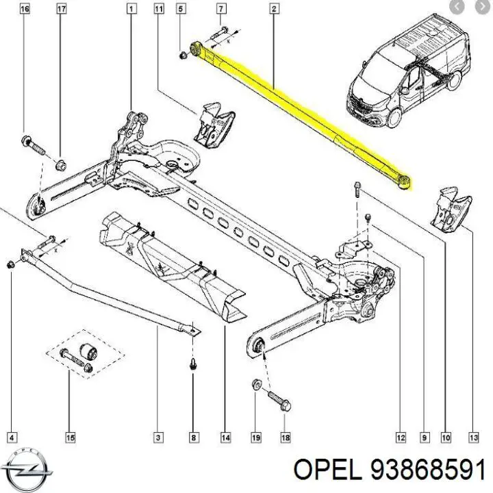 93868591 Opel Стабилизатор задней балки