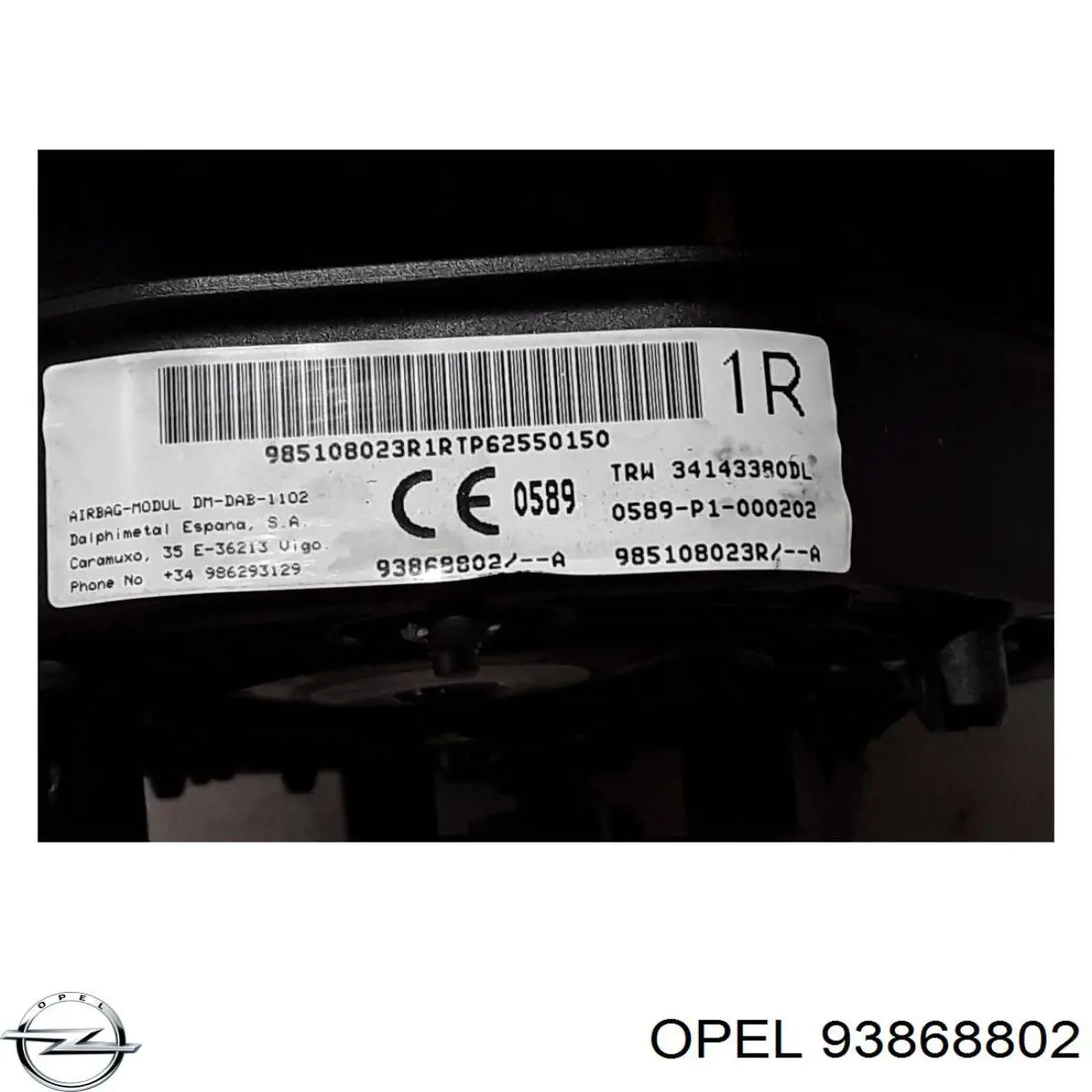 93868802 Opel Подушка безопасности водителя