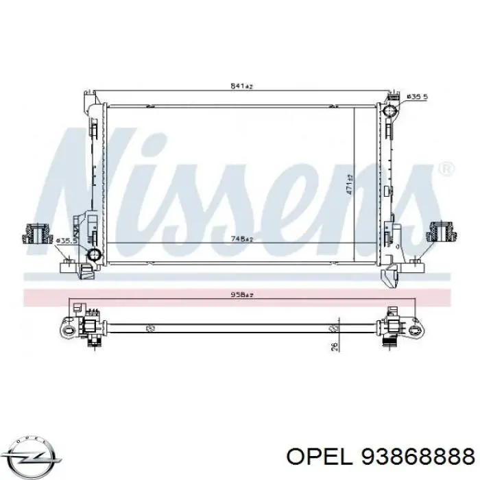 Radiador de esfriamento de motor Opel 93868888