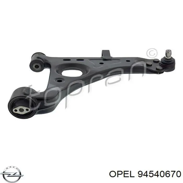 94540670 Opel braço oscilante inferior direito de suspensão dianteira