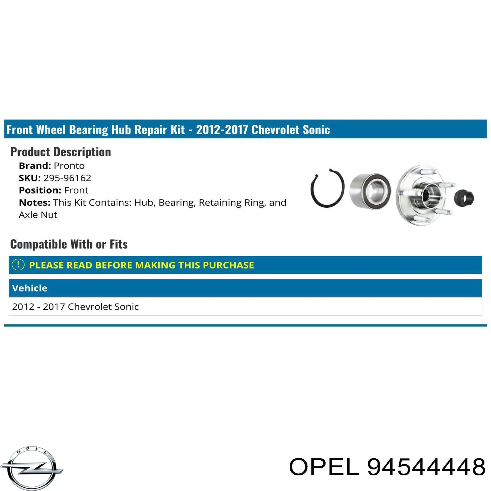 94544448 Opel sensor abs dianteiro direito