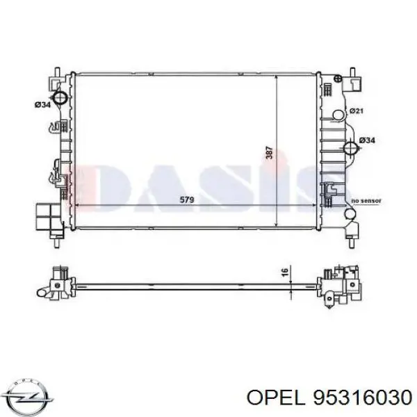 Радиатор 95316030 Opel