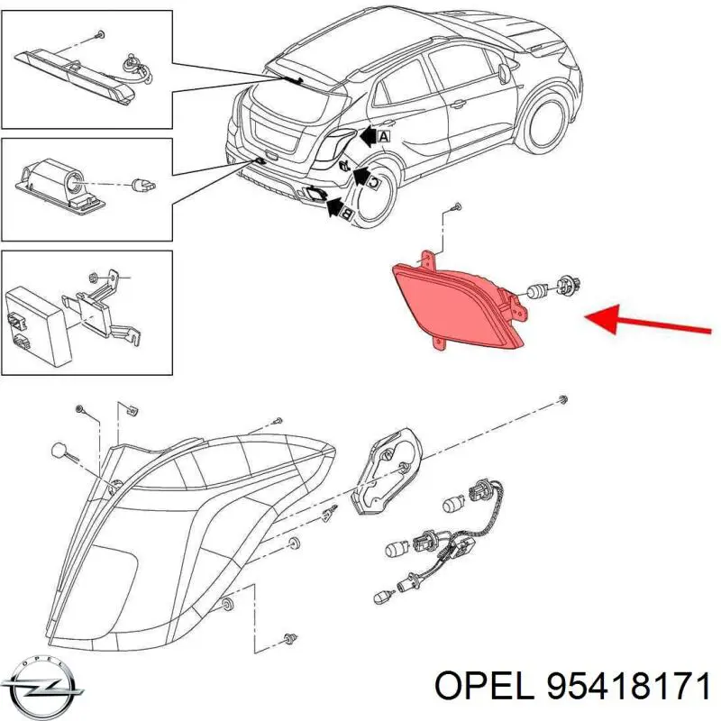 95418171 Opel Противотуманнка задняя, левая