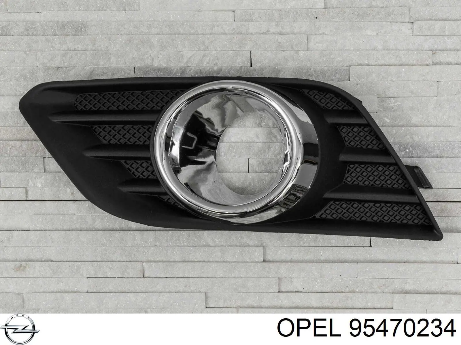 95470234 Opel tampão (grelha das luzes de nevoeiro do pára-choque dianteiro esquerdo)