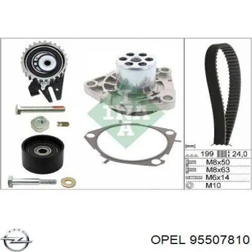 Kit correa de distribución 95507810 Opel