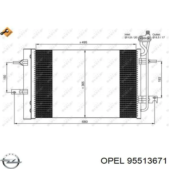 Радиатор кондиционера 95513671 Opel