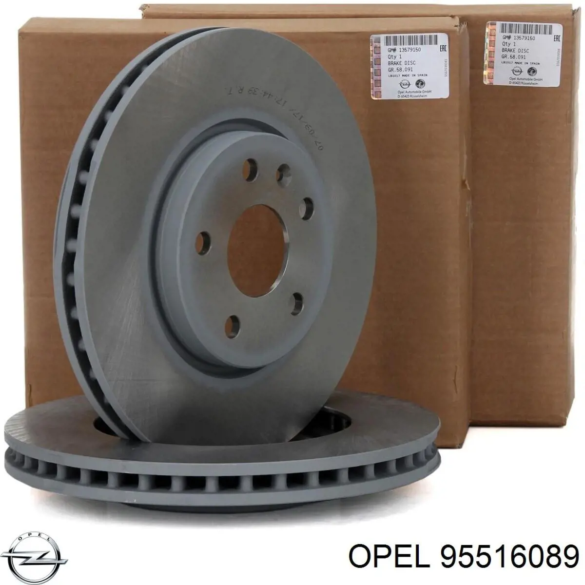 Передние тормозные диски 95516089 Opel
