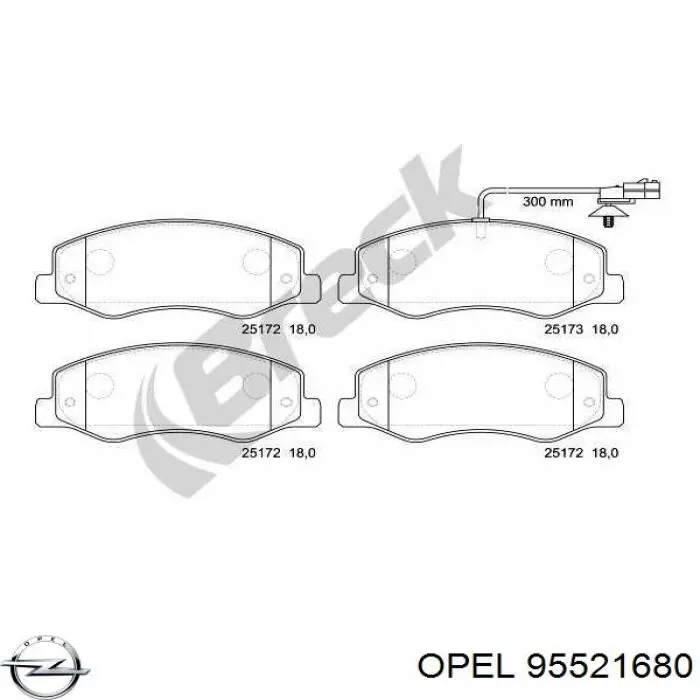 Задние тормозные колодки 95521680 Opel