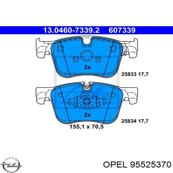 95525370 Opel sapatas do freio dianteiras de disco