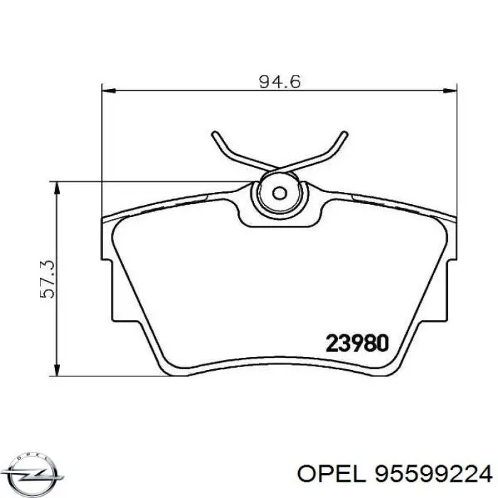 Задние тормозные колодки 95599224 Opel