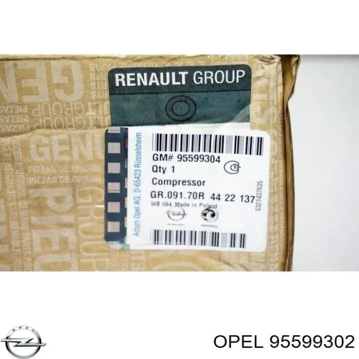 Компрессор кондиционера 95599302 Opel