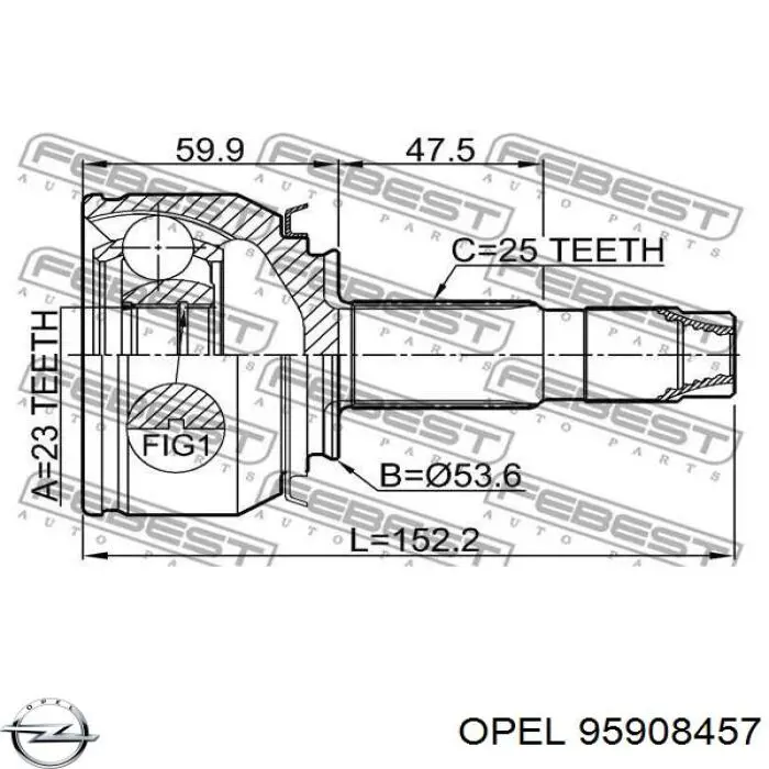 Граната колесная General Motors 95908457 цена, от 51.07 USD