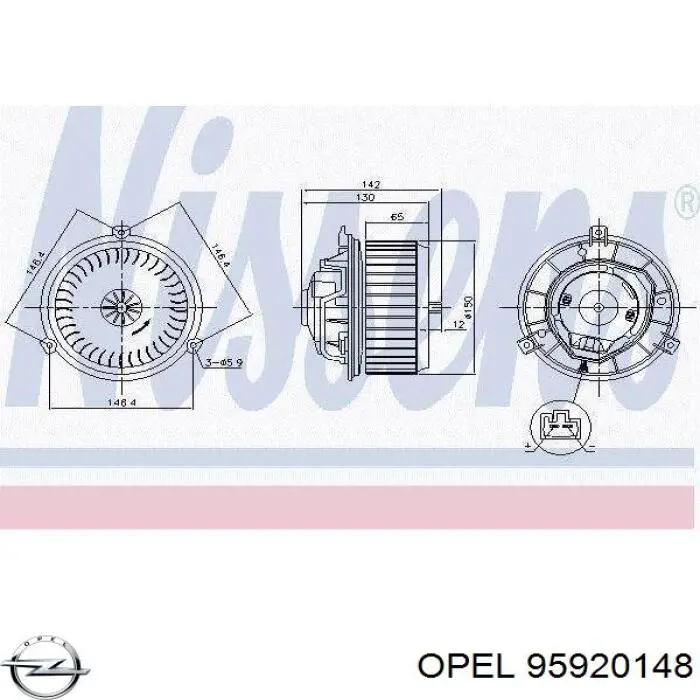 95920148 Opel motor de ventilador de forno (de aquecedor de salão)