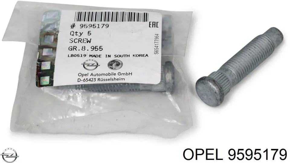 9595179 Opel parafuso de cubo