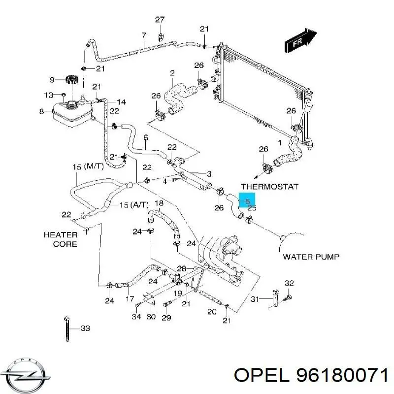 Шланг (патрубок) водяного насоса приемный 96180071 Opel