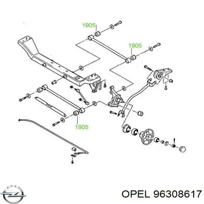 Купить 96308617 Opel Сайлентблок цапфы задней