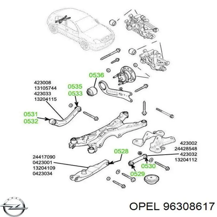 96308617 Opel Сайлентблок цапфы