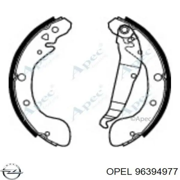 Задние барабанные колодки 96394977 Opel