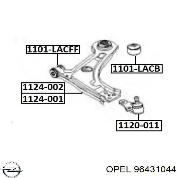 Сайлентблок переднего нижнего рычага 96431044 Opel